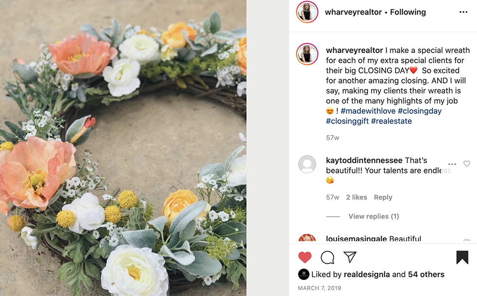 Whitney makes a different "closing wreath" for each client
