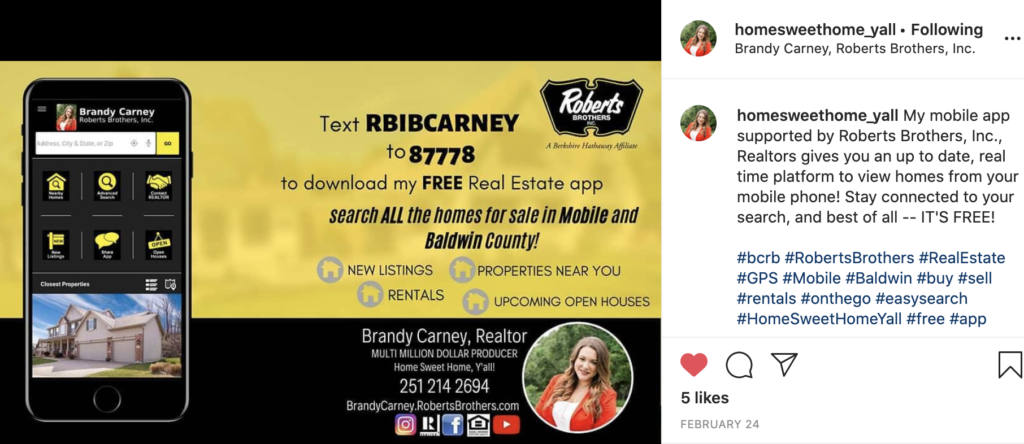 Brandsy posts about her app and includes it in her packets.